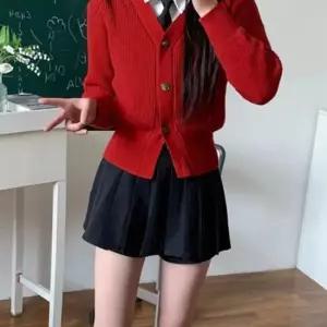 3버튼 긴팔 빨강가디건 교복셔츠 세라복 교복세트