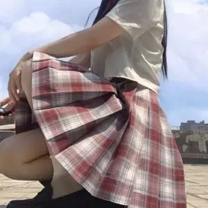 버건디 체크패턴 교복치마(기장선택) 교복 학생복