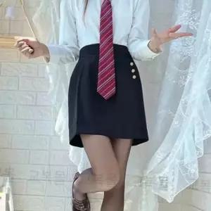 블랙 3버튼 슬림라인 하이웨스트 교복치마 교복 학생