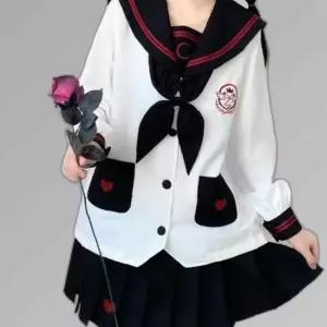 교복몰 두줄라인 레드데빌 블랙 세라복 긴팔 프레피룩