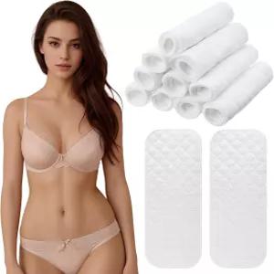 YBEATY 10PCS 소프트 스웨트 윅 브라 라이너 코튼 3겹 직사각형 언더 패드 통기성 워셔블 유방 여성용
