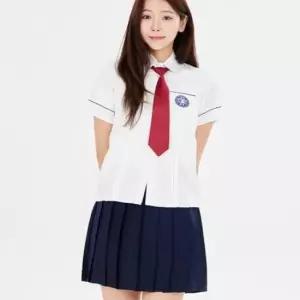 네이비라인 화이트 반팔 여자 교복셔츠 세트 학생복