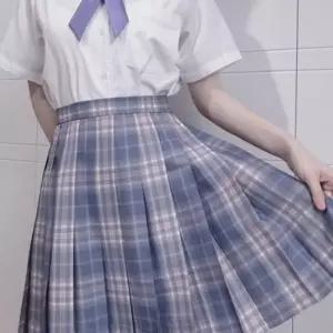 보라색 체크패턴 교복치마(기장선택) 교복 학생복