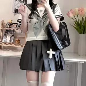 화이트라인 그레이 세라복 프레피룩 반팔 교복세트