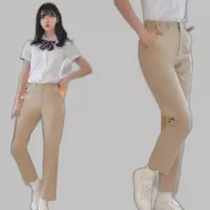 교복몰 (하복)(허리조절) 연베이지 교복바지(여자)