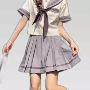 라이트퍼플 복고 유니폼 반팔 세라복 교복세트 학생복