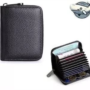 아코디언 여성 카드 지갑 사피아노 카드 지갑 지퍼 가죽 슬림