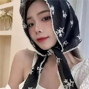 데일리 여성 자수 스카프 패턴 쉬폰 자수 스카프 여름 헤어