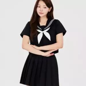 블랙 마린셔츠 플리츠치마 세라복 세트(반팔) 교복 학