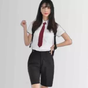 교복몰 (허리조절) 스판 블랙 교복 반바지(여자)