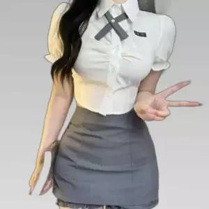 교복몰 슬림라인 반팔 셔링퍼프 세라복 세트 일본교복
