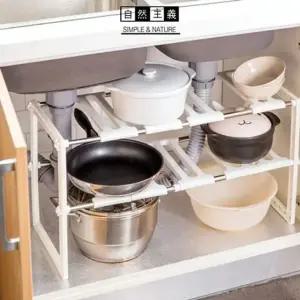싱크대 정리 선반 수납장 주방 2층 정리대 스토리지 옷장 신발장 다용도 (W82CD8E)