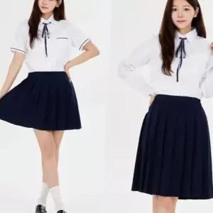 화이트 캠퍼스 반팔or긴팔 여자 교복세트 학생복