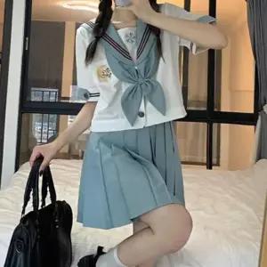 세줄라인 소라색 반팔 마린 세라복 교복세트 학생복
