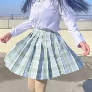라이트그린 체크패턴 교복치마(기장선택) 교복 학생복