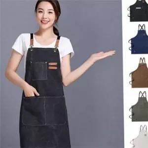 바리스타 캔버스 앞치마 워크 포켓 앞치마 주방 요리 공방 가죽