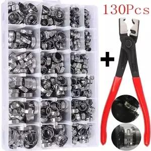 130/80/45PCs 스테인레스 스틸 귀 무단 클램프 웜 드라이브 워터 호스 파이프 클립 1PC 플라이어