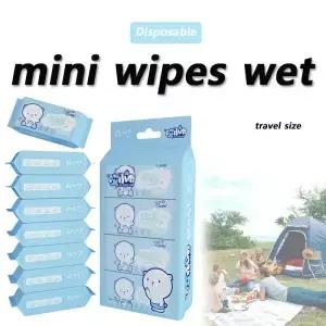 64pcs 일회용 슈퍼 미니 물티슈 휴대용 소형 패키지 추출 손과 입 청소 홈 학교 용품