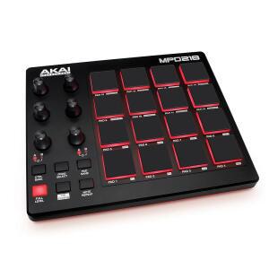 Akai Professional MPD218 - 16개의 MPC 드럼 패드, 6개의 할당 가능한 노브, 노트 반복 및 풀 레벨 버튼과 프로덕션 소프트웨어가 포함된 USB MIDI 컨트롤러