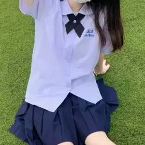 레터링 라이트퍼플 반팔셔츠 교복 학생복