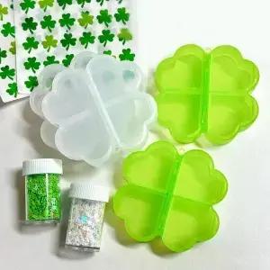 보관 상자 네잎 클로버 4 그리드 알약 럭키 DIY 내구성 플라스틱 미니 스크랩북 주최자