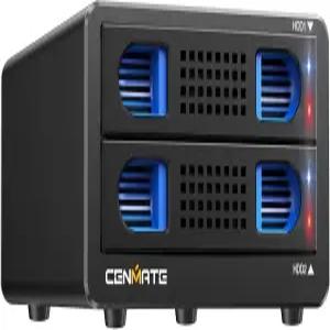 2.5인치/3.5인치 SATA HDD/SSD용 냉각 팬이 있는 CENMATE 알루미늄 2 베이 하드 드라이브 RAID 인클로저