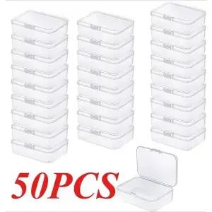 20/30/50PCS 뚜껑이있는 직사각형 보관 상자 소형 컨테이너 카드 학습 용품 나사 배터리 투명