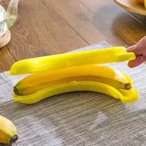 1pc 귀여운 바나나 보관 상자 휴대용 야외 여행 케이스 보호대 점심 용기 홀더