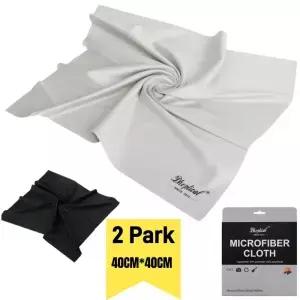 2팩 40CMx40CM 안경용 초대형 파이버 청소 천 쥬얼리 전자 제품 세척 가능 블랙/그레이