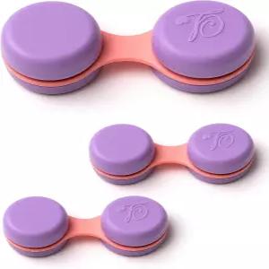 스포츠 월드 비전 3PC 퍼플 마카롱 콘택트렌즈 케이스 컴팩트하고 휴대하기 쉬우며 누수 홀더 내구성이