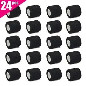 6pcs/12pcs/24pcs 5cm 4.5m 검은 거즈 스포츠 붕대 손가락 손목 및 고정하는 자체 접착 통기성 탄력