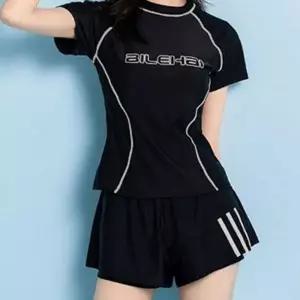 여성 반팔 래쉬가드 반팔 래쉬가드 물놀이 자외선 수영복 티셔츠 반바지