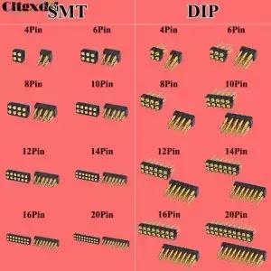 스프링 장착 포고 핀 커넥터 플러그 이중 열 표면 마운트 SMT DIP 높이 7.0mm 피치 4 6 8 10 12 14 16 20 1