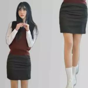 교복몰 (허리조절) 스판 차콜 교복치마 스커트 교복