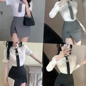 슬림라인 하프컷팅 세라복 반팔or긴팔 교복세트(셔츠