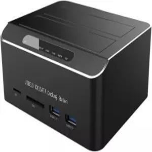 듀얼 베이 USB 3.0에서 SATA IDE 외장 하드 드라이브 도킹 스테이션 2포트 허브 카드 리더 2.5/3.5인치 HDD