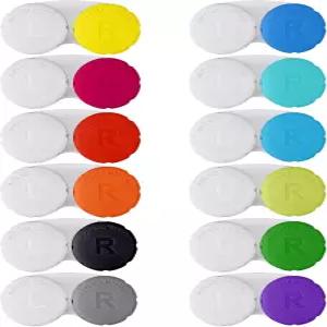 Lasiyanor 12PCS 컬러풀 콘택트 렌즈 케이스 침지 키트 누수 포장 야외 미니 스크류 탑에 적합