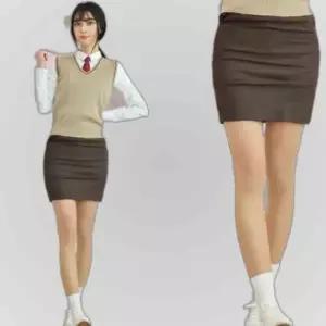 교복몰 (허리조절) 스판 브라운 교복치마 교복 스커트