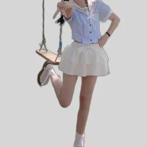 교복몰 퍼프소매 라이트블루 마린 반팔 세라복 플레어