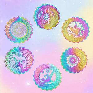 바람 회 전자 3D Whirligigs 무지개 만다라 걸이 종소리 태양 포수 환상 마법의 정원 정원 장식 조류 억제