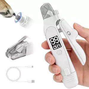3 in 1 애완동물 손톱깎이 및 그라인더(LED 조명 포함) 초조용한 전기 손톱 파일 USB 충전식 2가지 속도