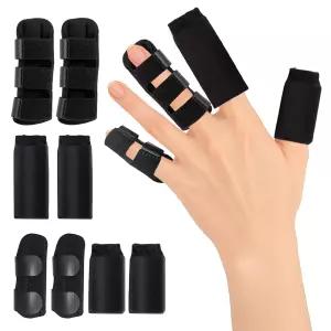 8 PCS 트리거 핑거 스플린트 및 젤 팩 세트 완화를 위한 엄지 너클 고정 교정 망치 손가락 부상 검지 중지