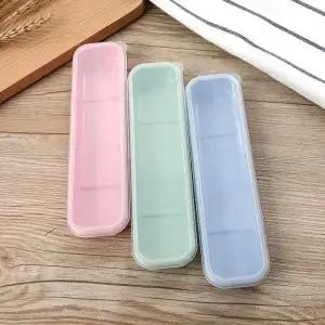 휴대용 커트레이 케이스 스푼 포크 보관 상자 학생용 가정용 식기 가방 여러 가지 빛깔의 투명 커버