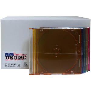 USDISC CD 주얼 케이스 슬림라인 5.2mm, 싱글 1 디스크, 멀티컬러, 50팩