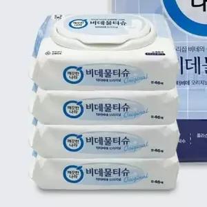 (옵션 비데물티슈 캡형 46매 x 4입)캡형 비데물티슈 46매 4입 항문티슈 비데물티슈휴대용 화장실물티슈