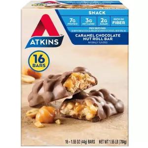 Atkins Caramel 초콜릿 너트 롤 스낵 바 16개입
