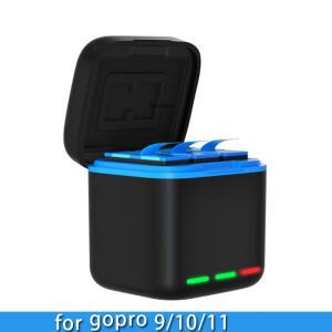 GoPro Hero 10 9용 액세서리용 디스플레이 충전 케이블이 있는 검정색 배터리 3채널