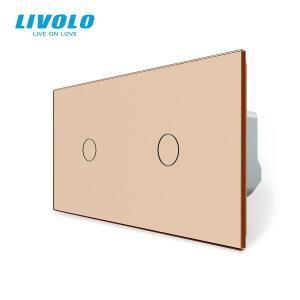 벽터치 스위치 Livolo EU 표준 강화 유리 패널 2 갱 1 웨이 AC 220-250V 10A 주택 개선용