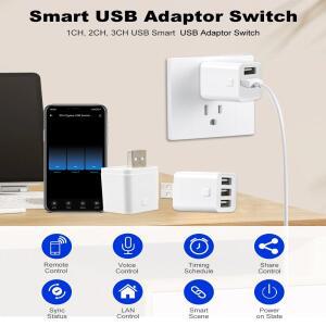 투야 와이파이/지그비 스마트 마이크로 1 2 3 USB 어댑터 스위치 5V 미니 전원 플러그 (알렉사, 구글, 얀