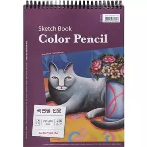 색연필전용 스케치북 스프링 상철 220G A4 신한커머스 스프링 상철 (WB7D578)